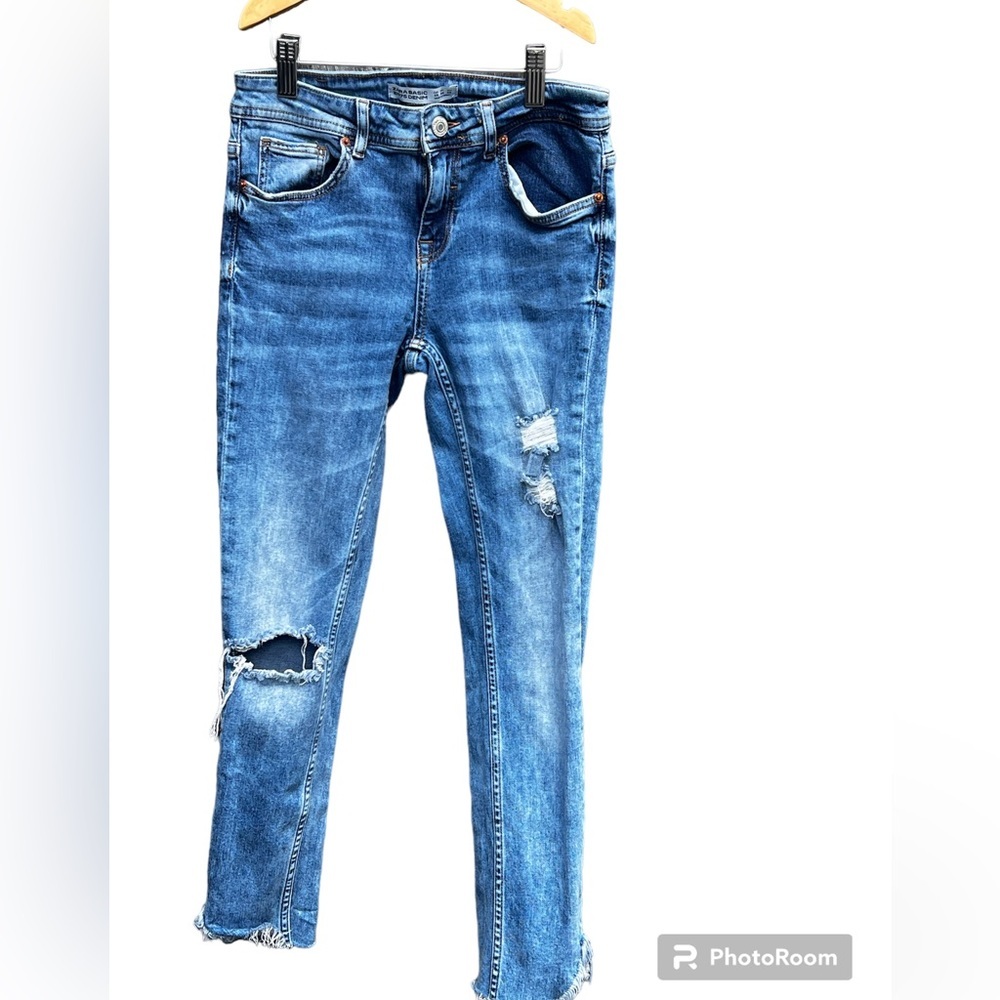 Zara Basic Z1975 distressed ripped denim for women